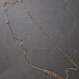 Vintage Brass Geometric Chain Necklace 16"